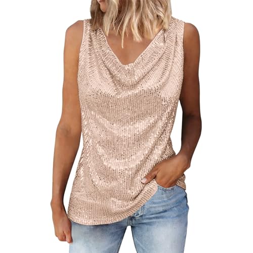 ZTFYKLIN Top Lencero Mujer Nuevo Y Popular Holgado Con Escote En V Lentejuelas Para (Rose Gold, M) Camiseta Gato Niña Sparkle Blusas Manga Larga Jersey Canale Zumba Vestidos De Amarilla Corta