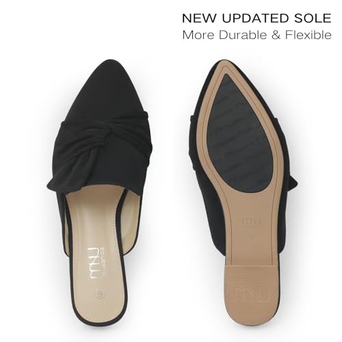 Image of MUSSHOE Comfort Mules for Women: 1 Pair for Commute-to-Desk | Pointed Toe Slip on Dressy Work Flats for Office Business Casual