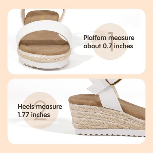 PANDANINJIA Girls Sandals Wedge Platform Espadrille Whiite Little Big Kid Girls Heels Size 12 Open Toe Summer Flower Girl Dress Shoes by PANDANINJIA - Used condition - Image 5
