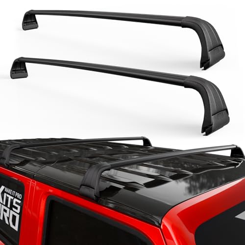 KitsPro 260lb Roof Rack Cross Bars for 2007-2025 Jeep Wrangler, 2020-2025 Jeep Gladiator, Matte Black Heavy Duty Aluminum Cargo Crossbar (ONLY FIT Hard Roof Top)
