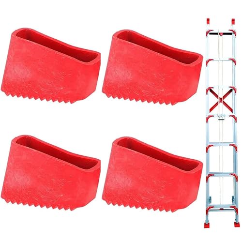 4 x Leiterfüße, Ersatzfüße für Leitern, Gummifüße für Leiter, Schutzkappen für Leitern, Gummistopper für Leiter, Gasfeste Haltung, für Leitern(Rot)