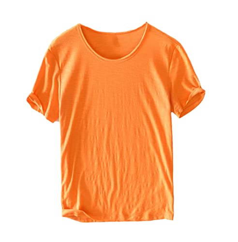 T-shirt homme coton et lin blanc col rond de qualité supérieure