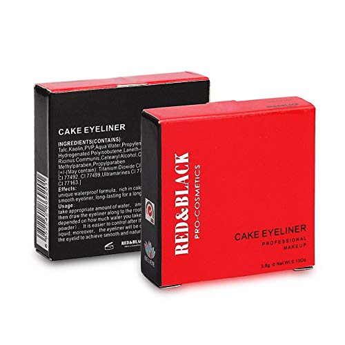 Sace Lady Eyeliner, Pro Cake Eyeliner Powder, Long Lasting Water-Soluble Eyeliner Pressed Powder, Waterproof, Smudge-Proof, Cruelty Free For Makeup Beginner And Pro Makeup Artist 0.12Oz(Black) #TOP6