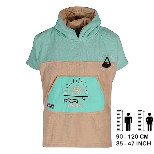 WAVE HAWAII Dropsi Surfponcho für Körpergrößen von 90-120 cm Poncho 100% ÖKO Baumwolle Umkleidehilfe für Schwimmen Strand Surfen Surf Poncho Badeponcho Duschponcho für Kinder Jungen Mädchen Damen