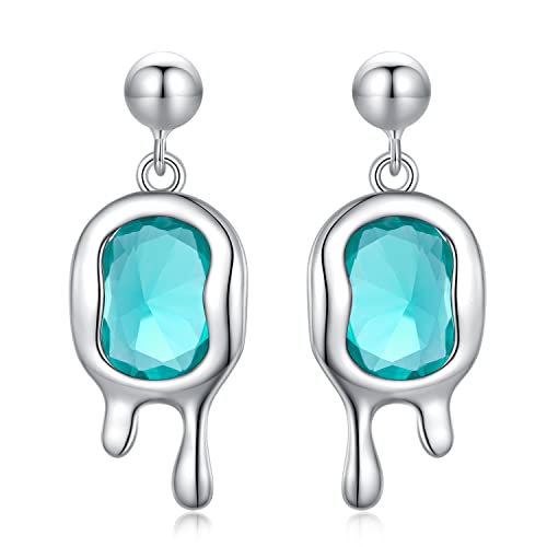 Boucles d'oreilles paraiba synthétiques femmes bijoux tendance bleu turquoise
