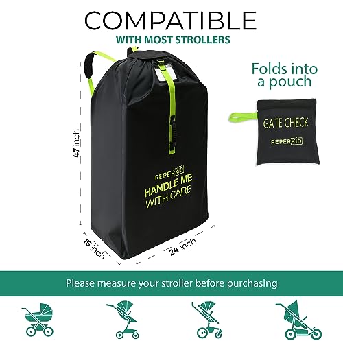 image for reperkid Large Stroller Bag for Airplane Travel, Black & Green, 47