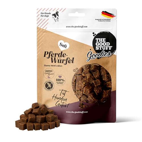 The GOODSTUFF Pferde-Würfel Soft 150 g | Pferdefleisch Hundeleckerlies getreidefrei & luftgetrocknet | Hundesnack Würfel | Trockenfleisch für Hunde | Trainingsleckerli | Super-Premium Hundefutter