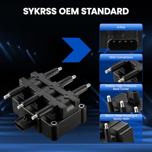 Image of Set of 1 UF305 Ignition Coil Pack Compatible with Chrysler Town & Country Pacifica Voyager Grand Caravan Compatible with Jeep Wrangler JK Routan V6 3.8L 3.3L Replacement UF412 UF633 C1442