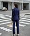 Navy Blue Stripes Pinstripe Suit for Women 2 Piece Fall Fashion Office Outfits Casual Autumn Double Breasted Womens Pant Suits for Work Professional Size 10