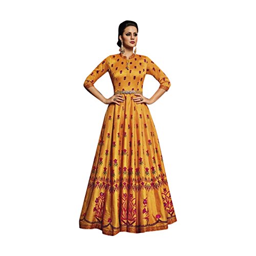 Salwar Kameez Anarkali costume indien droit avec veste filet et jupe longue 9307
