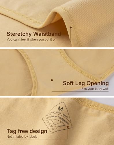 Image of coskefy Womens Underwear Cotton Hipster Panties Low Rise Breathable Ladies Bikini Undies 6 Packs