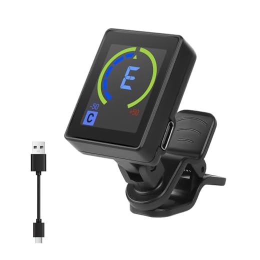 Aomig Afinador de Guitarra Española, Afinador Guitarra Eléctrica, Afinador Guitarra, Clip-On Tuner, Brillante Pantalla a Color con Ángulo Visión Ajustable para Ukelele Bajo Violín Sintonizador Clip