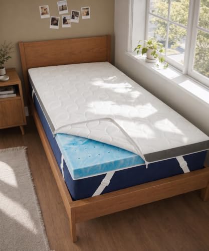 Mattress Topper Twin XL Size 3 Inch - Soft Cooling Gel Memory Foam Bed Pad