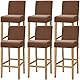 Dimatic Samt Plüsch Stuhl Abdeckung Theke Pub Bar Hocker Stuhl Slipcover für Esszimmer Cafe Barhocker Slipcover Möbelschutz Anti-Rutsch-Bezug mit elastischem Boden, 6er Set, Braun
