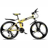  Bicicleta de montaña plegable, bicicleta antideslizante de doble disco de 26 pulgadas y 24 velocidades, bicicleta antideslizante de suspensión, cuadro ligero, horquilla de suspensión,A,27 speed