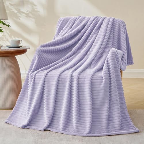 Bnuitland Light Purple Throw Blanket for Couch Bed, Soft Fleece Home Decor