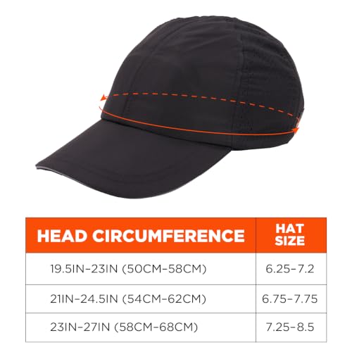 Ergodyne Uni-Adult Skullerz 8947 lekka czapka bejsbolowa i bump Cap Insert czapka z daszkiem, czarna, rozmiar M - L, czarny, m-l