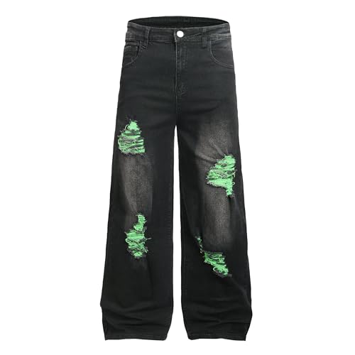 Image of QIMYUM Men's Wide-Leg Baggy Flex Jeans Relaxed Loose Fit Long Denim Pants