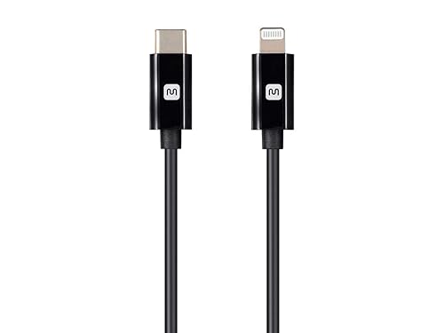 Monoprice Cable USB C a Lightning de 6 pies - Negro (certificado MFI), carga rápida, compatible con Apple iPhone 13 ProPro MaxAirPods Pro - Serie