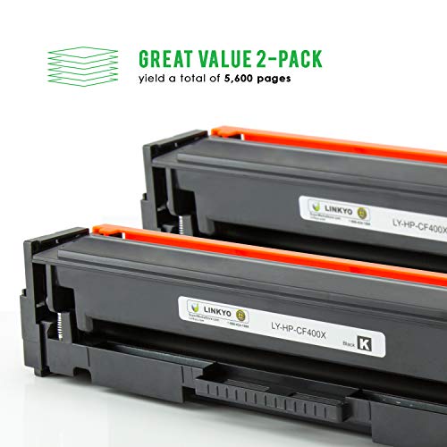 LINKYO Compatible Toner Cartridge Replacement for HP 201X 201A CF400X (Black, High Yield, 2-Pack)