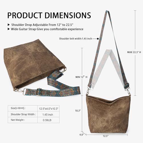 Slouchy Bucket Hobo Bag for Women, Travel-Ready Crossbody Shoulder Purse4