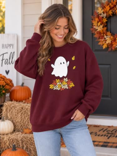Halloween Sweatshirts for Women Retro Spooky Season Pullover Tops - image 4