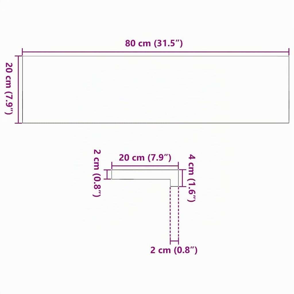 Gecheer 2 STK. Fensterbänke, Fensterbrett, Holz Treppenstufe, Holz Fensterbrett, Fensterbank, Unbehandelt 80x20x2 cm Massivholz Eiche