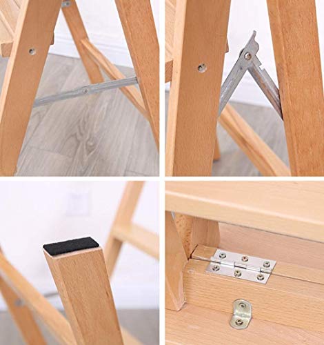 Taburete de escalera plegable de madera de 3 escalones y sillas de escalera multifuncional 5