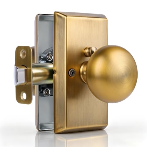 HIEMEY Antique Brass Privacy Modern Vintage Door Knobs Interior with Lock