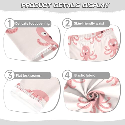 Pink Octopuse Girls Leggings,Workout Leggings for Girls Toddler Athletic Legging Size for 3-10T3