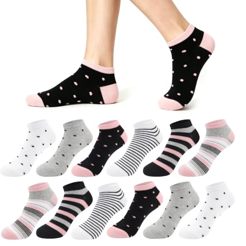 Lakpoau 12 Paires Chaussettes Femme 35-38 Basses Coton Socquettes Femmes A