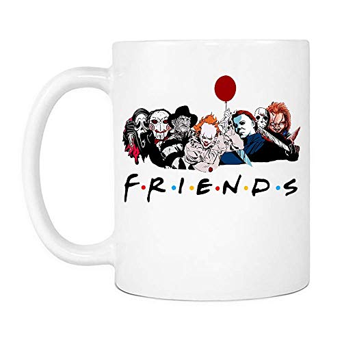 N\A Taza de Halloween de Terror, Regalo de los Amantes de Las películas de Terror para Amigos, Familiares, Hombres, Mujeres, Tazas de café de cerámica Que Dicen Blanco,