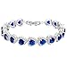 EVER FAITH Silver-Tone CZ September Birthstone Gorgeous Heart-Shaped Roman Tennis Bracelet Sapphire-color