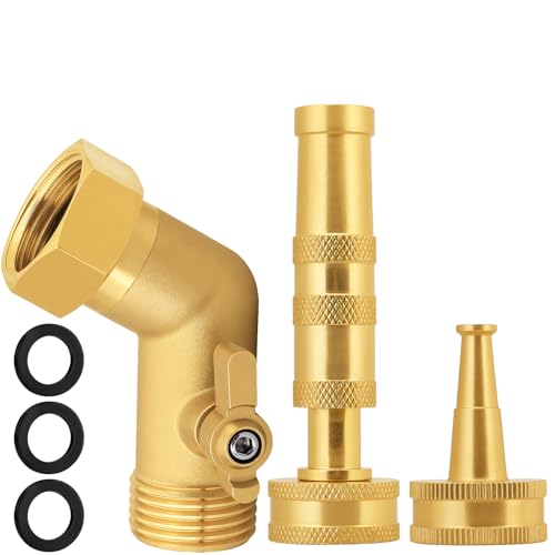 SIGURANTA Adjustable Brass Hose Nozzle with 45-Degree Switch Valve - 3/4 GHT Thread High Pressure Sprayer for Car Washing, Garden Irrigation & Daily Cleaning