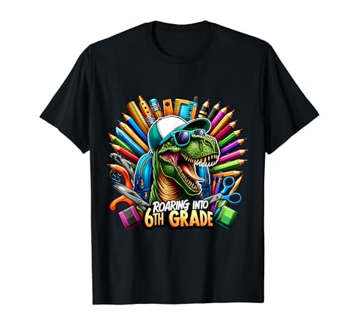 Rugiendo en sexto grado divertido dinosaurio regreso a la escuela 6º Camiseta