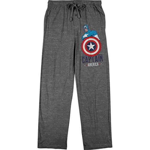 Marvel Comic Book Captain America Shield Men's Heather Grey Sleep Pajama Pants-M