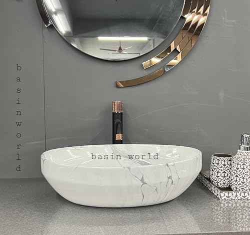 Image of IMPORTED Ceramic Wash Basin Countertop Tabletop Bathroom Sink Wash Basin (20 x 14.5 x 5.5 INCH) NCTT-364