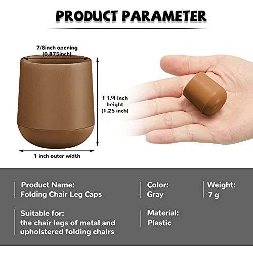 Image of Jetec 72 Pcs 7 /8 Inch Folding Chair Leg Caps Heavy-Duty Plastic Chair End Caps Non-marring Furniture Glides Round Hardwood Floor Protectors (Brown)
