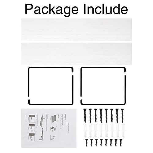 Godimerhea White Floating Shelves For Wall, Over Toilet Bathroom Modern Wall Mounted Set Of 2, Neutral Wooden Storage Decorative Hanging Shelf With Black Brackets For Living Room, Kitchen, Office #TOP5