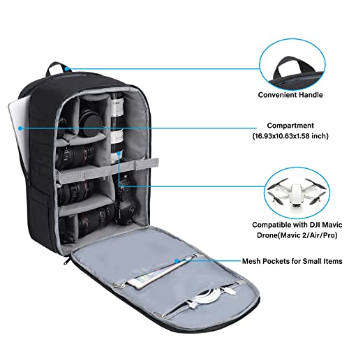 Ficha técnica MOSISO Mochila para Cámara DSLR SLR Mirrorless Foto 3 Capas Bolsa Táctica Cámara con Soporte Trípode Apartado Portátil 15-16 Pulgadas Correa Cuerda Elástica Compatible con Canon Nikon Sony Negro - Fernando Cortés