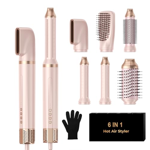 Image of Hair Dryer Brush,Blow Dryer Brush with Attachments,110000 RPM Curly Twist 6 in One Air Style, Professional Ionic Hair Styling Tool, Left & Right Air Curler, Volumizer