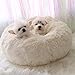 BODISEINT Modern Soft Plush Round Pet Bed for Cats or Small Dogs, Mini Medium Sized Dog Cat Bed Self Warming Autumn Winter Indoor Snooze Sleeping Cozy Kitty Teddy Kennel (20''D x 8'' H, Dark Grey)