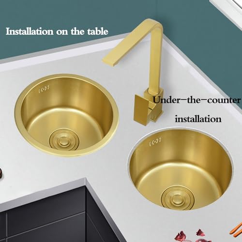 Fregadero de cocina redondo en acero dorado elegante de 40 cm para encimeras exclusivas 3