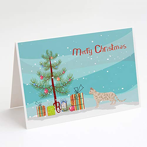 Caroline's Treasures CK4568GCA7P Bengal #1 Cat Merry Christmas Greeting Cards and Envelopes Pack of 8 Blank Cards with Envelopes Whimsical A7 Size 5x7 Blank Note Cards