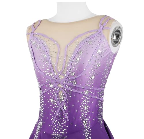 Fantasias de Patinação Artística Meninas Adolescentes Ombre Roxo Patinação no Gelo Vestido de Dança