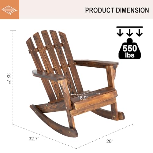 FURNDOOR 2PCS Patio Rocking Chair - Adirondack Rocker Chair Set of 2, Outdoor Wooden Rocking Chairs for Porch, Balcony, Backyard, Poolside - Thumbnail 2