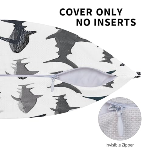 Housses de coussin texture lin imprimé poisson avec finitions haut de gamme