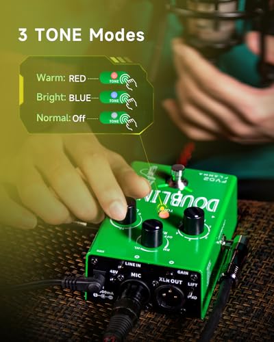 Image of FLAMMA FV02 Vocal Processor Doubling Effects Pedal Voice Duplicate Vocal Effects Stompbox Mic Amplifier with Reverb Chorus Effects Support Multiple Vocal Modes for Vocalists Guitarists