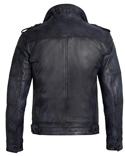 Image of fjackets Mens Leather Jacket - 100% Real Lambskin Cafe Racer Leather Jacket Men Moto Style Jackets