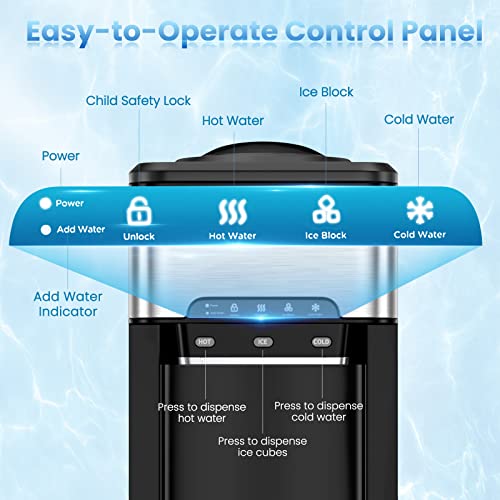 Petsite Countertop Water Cooler Dispenser With Ice Maker, 3 In 1 Top-Loading Hot & Cold Water Dispenser 5 Gallon, 48 Lbs Daily-Ice, Portable Ice Cube Makers Machine For Home Kitchen Office Bar #TOP4
